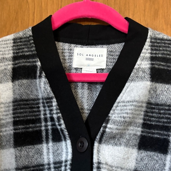 Sol Angeles Kids Black and Gray Soft Checkered Cardigan - Picture 3 of 6